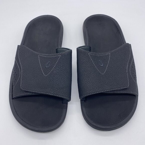 OluKai Nalu Slide Sandals Men's Size 12 Black Water Resistant 10332-4040 - Picture 2 of 12